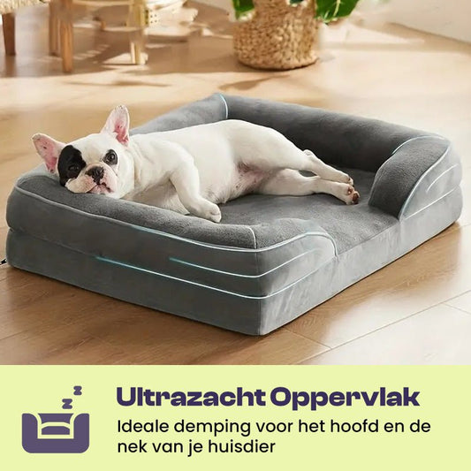 Orthopedisch hondenbed 100×70 cm Traagschuim – Gewrichtsondersteuning Grijs - Hebbr