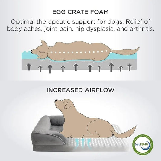 Orthopedisch Hondenbed met Memory Foam, Waterdicht en Verhoogd Kussen - Groot Formaat Hondenbed - Hebbr