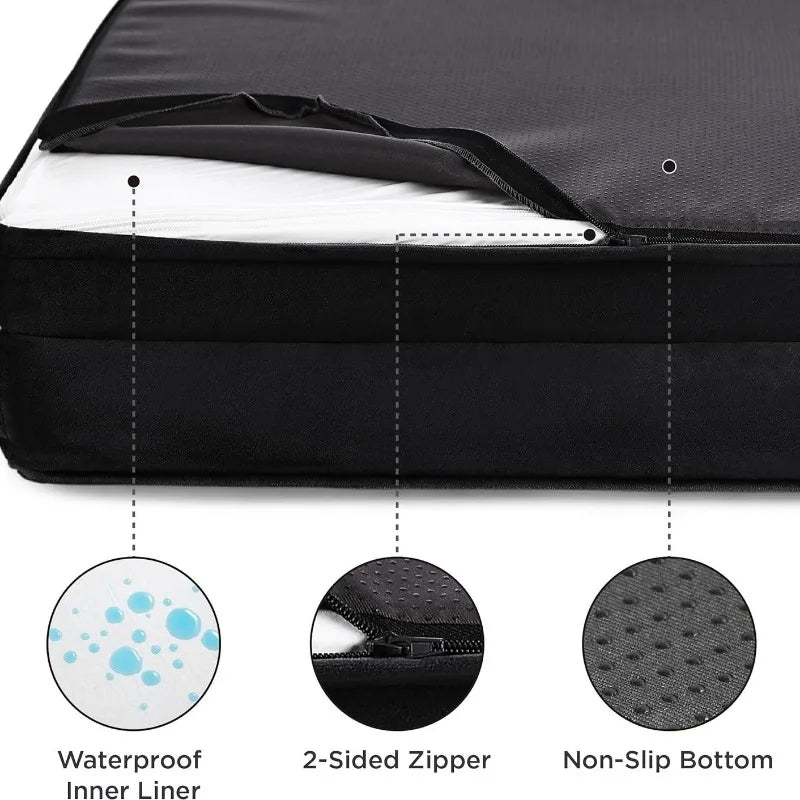 Orthopedisch Hondenbed met Memory Foam, Waterdicht en Verhoogd Kussen - Groot Formaat Hondenbed - Hebbr