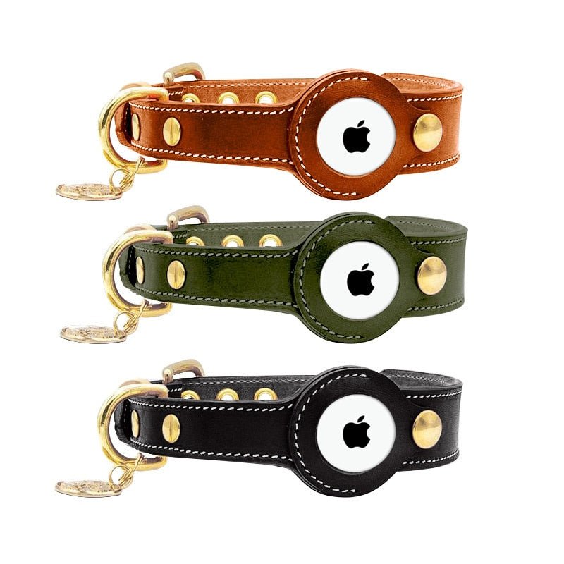 Premium AirTag Lederhalsband voor Honden - Waterdicht, Verstelbaar en Veilig - Hebbr