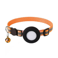 Reflecterende kattenhalsband met AirTag - houder en bel - Verstelbare nylon band voor katten - Hebbr