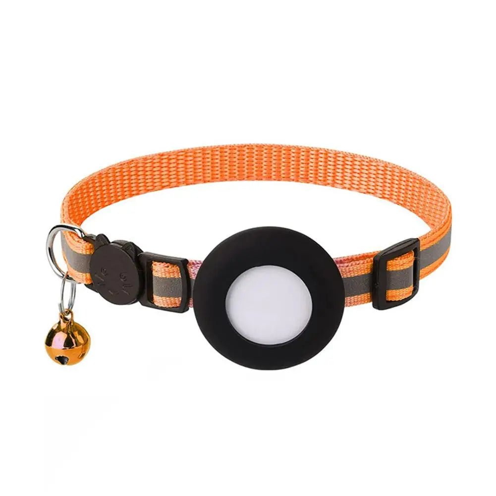 Reflecterende kattenhalsband met AirTag - houder en bel - Verstelbare nylon band voor katten - Hebbr