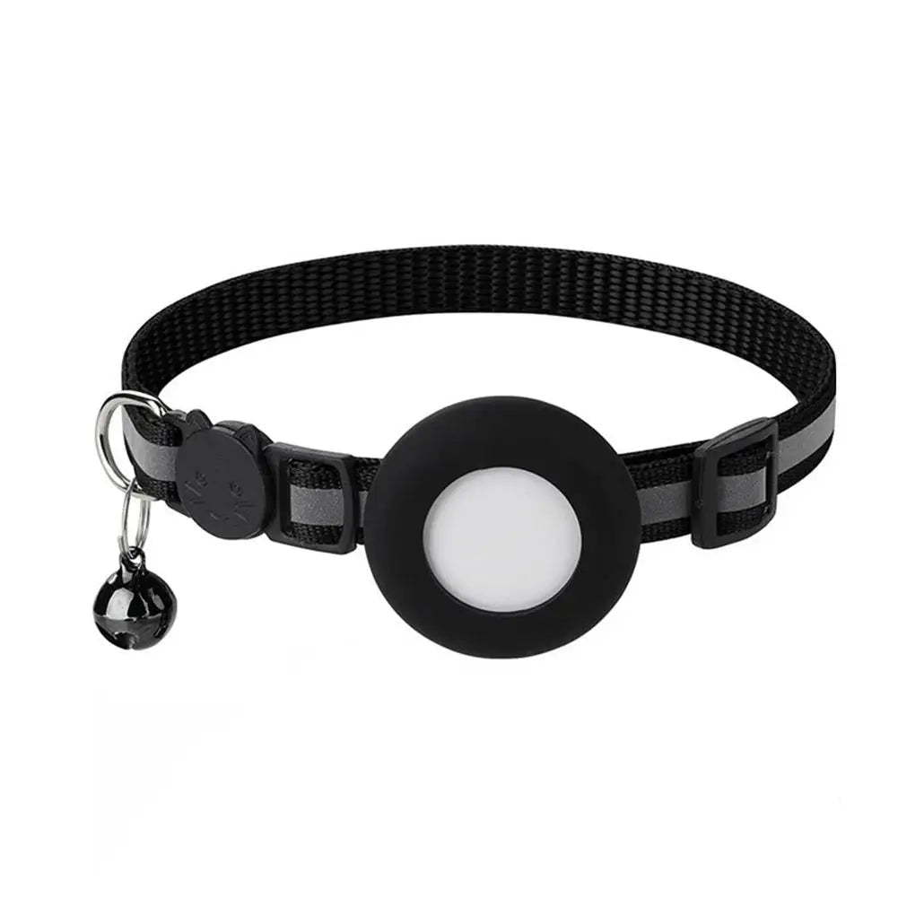 Reflecterende kattenhalsband met AirTag - houder en bel - Verstelbare nylon band voor katten - Hebbr