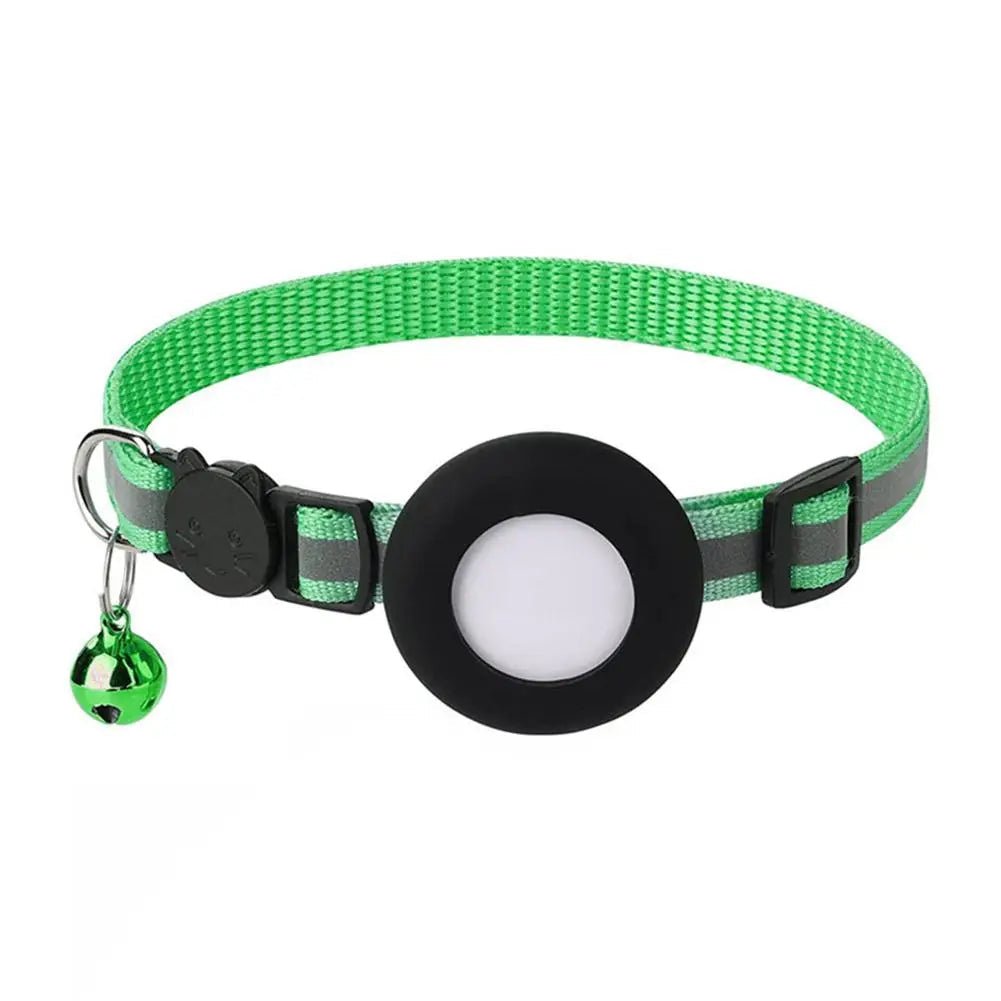 Reflecterende kattenhalsband met AirTag - houder en bel - Verstelbare nylon band voor katten - Hebbr