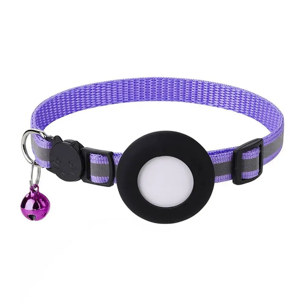 Reflecterende kattenhalsband met AirTag - houder en bel - Verstelbare nylon band voor katten - Hebbr