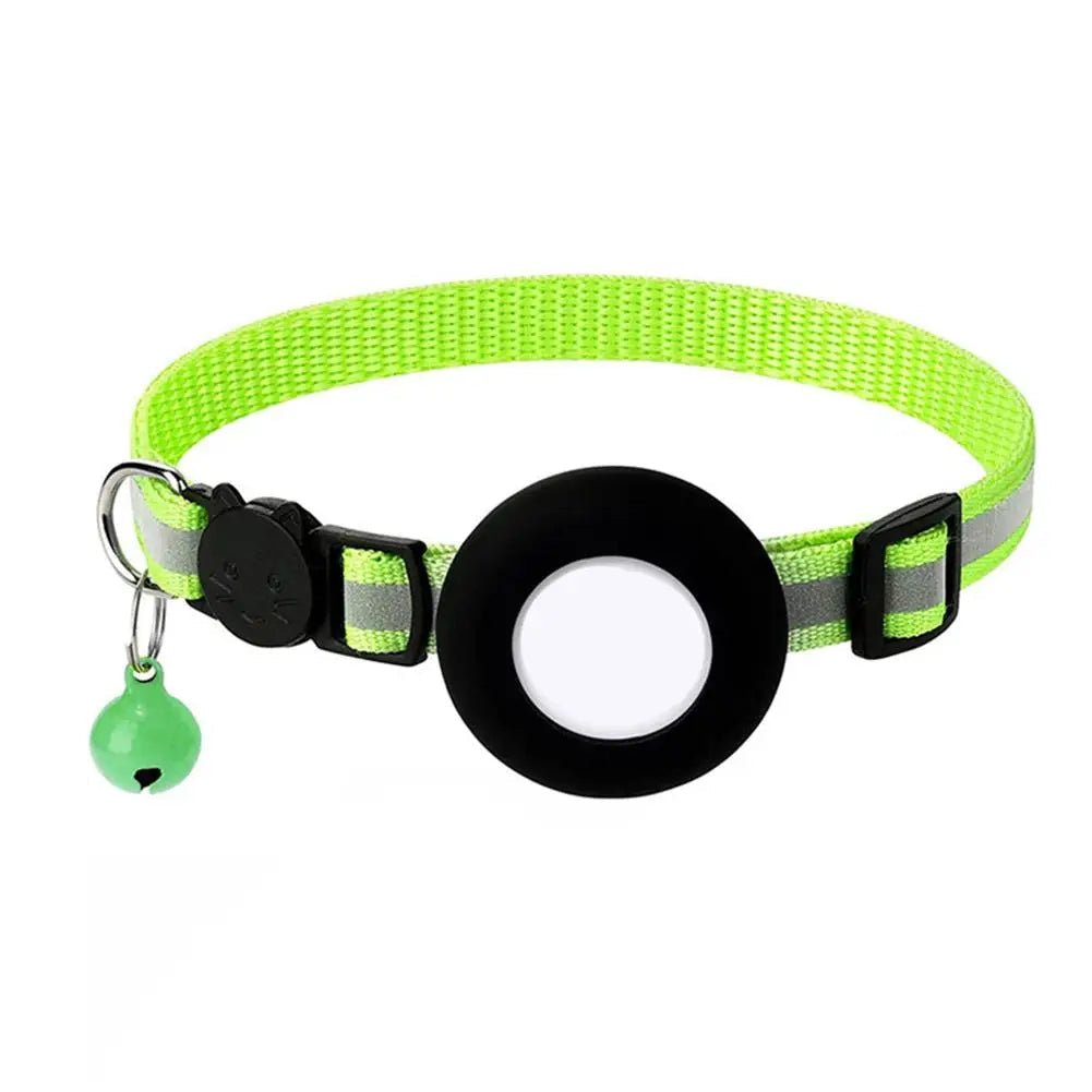 Reflecterende kattenhalsband met AirTag - houder en bel - Verstelbare nylon band voor katten - Hebbr