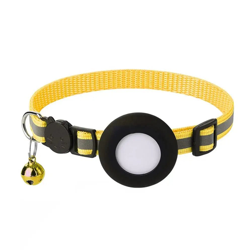 Reflecterende kattenhalsband met AirTag - houder en bel - Verstelbare nylon band voor katten - Hebbr