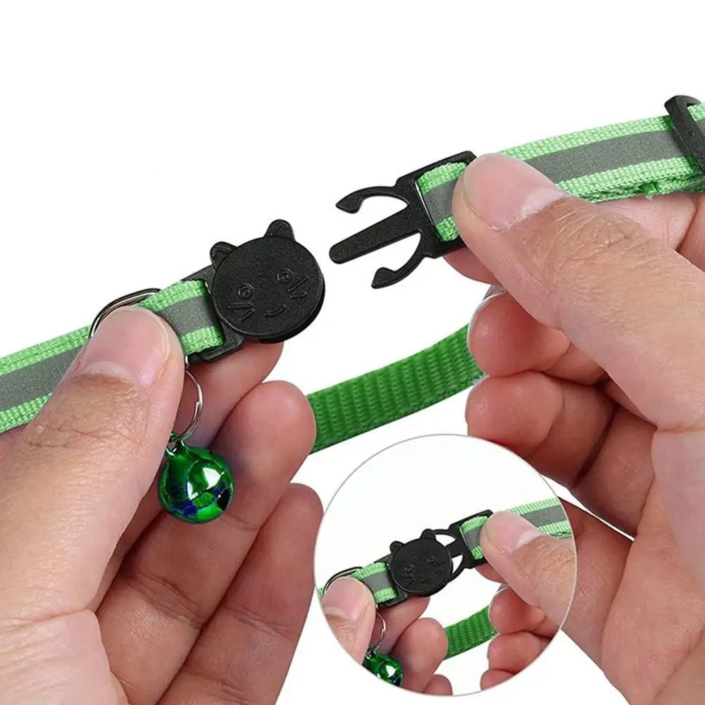 Reflecterende kattenhalsband met AirTag - houder en bel - Verstelbare nylon band voor katten - Hebbr