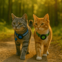 Reflecterende kattenhalsband met AirTag - houder en bel - Verstelbare nylon band voor katten - Hebbr