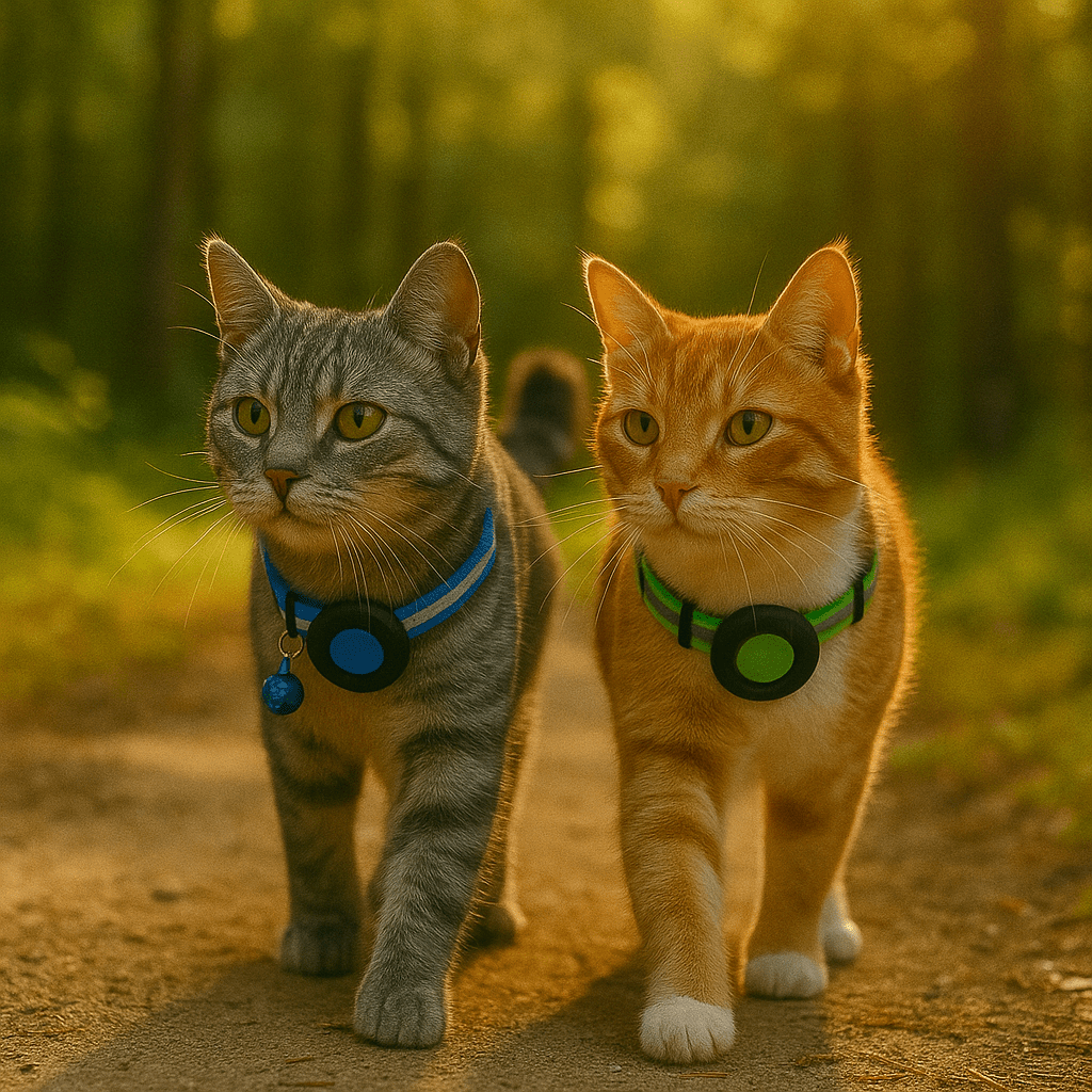 Reflecterende kattenhalsband met AirTag - houder en bel - Verstelbare nylon band voor katten - Hebbr
