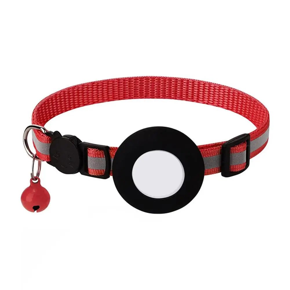 Reflecterende kattenhalsband met AirTag - houder en bel - Verstelbare nylon band voor katten - Hebbr