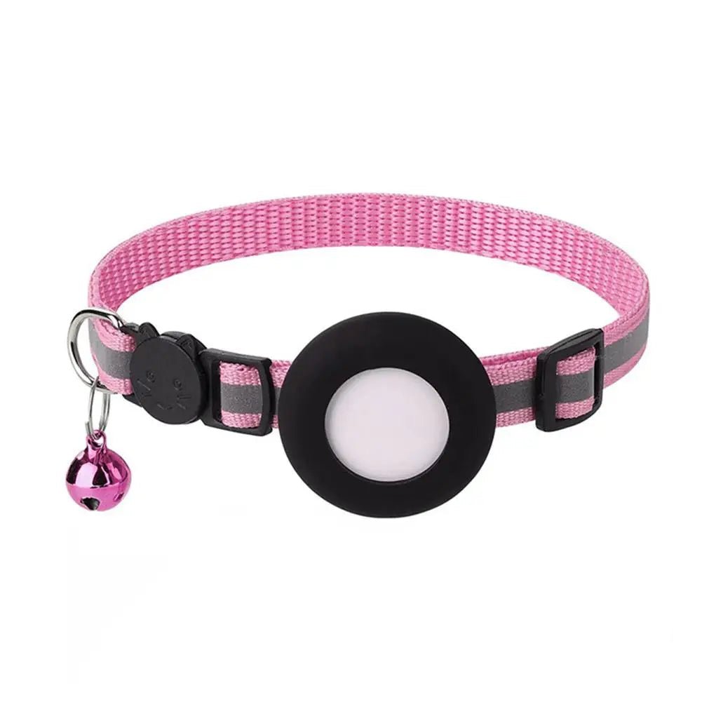 Reflecterende kattenhalsband met AirTag - houder en bel - Verstelbare nylon band voor katten - Hebbr