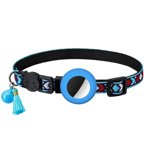 Reflecterende Kattenhalsband met AirTag Houder - Verstelbaar van 22 tot 35 cm, Nylon, Meerdere Kleuren - Hebbr