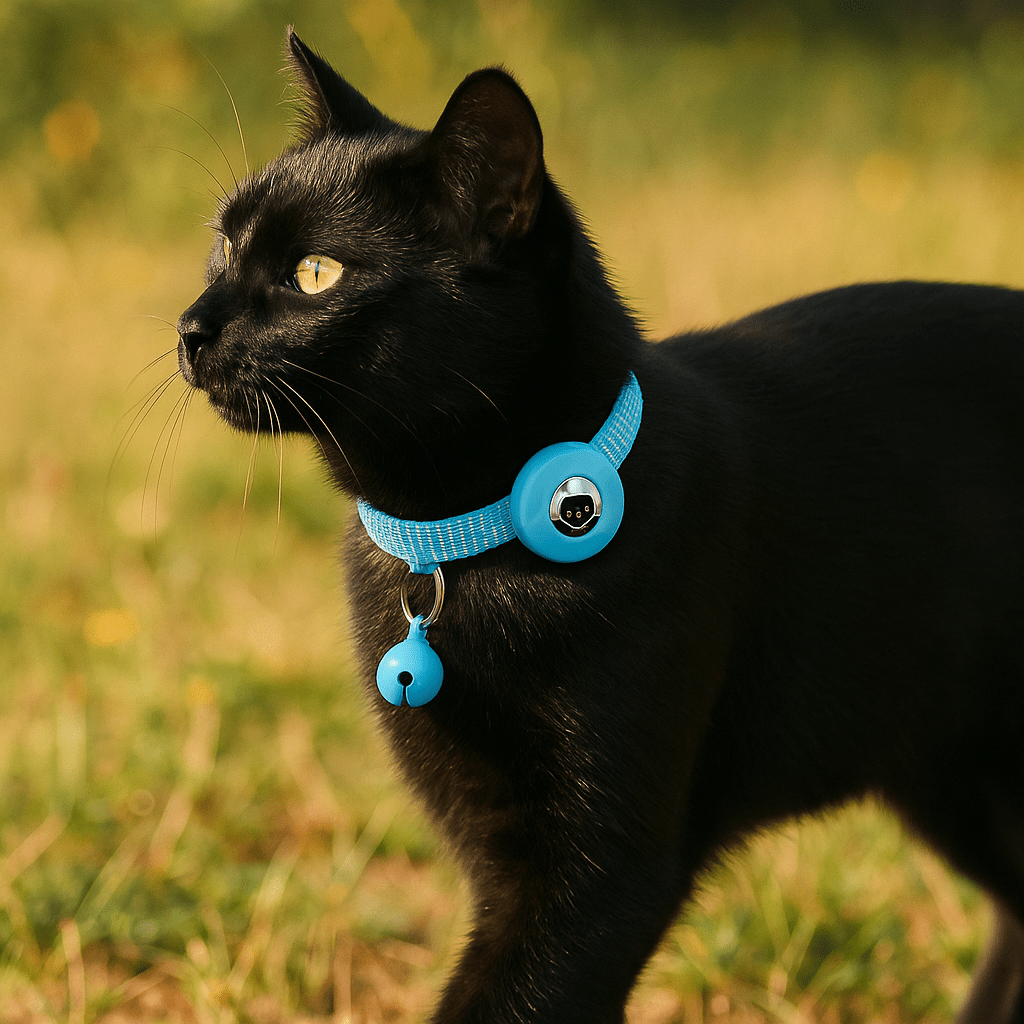 Reflecterende Kattenhalsband met AirTag Houder - Zacht Nylon, Verstelbaar 20 - 33 cm, Veilig met Bel - Hebbr