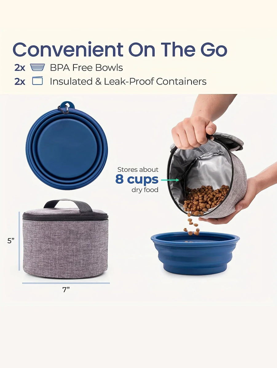 Reisbag voor Honden – Grote 6 - delige Set, Waterafstotend & Multifunctionele Vakken - Hebbr