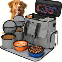 Reisbag voor Honden – Grote 6 - delige Set, Waterafstotend & Multifunctionele Vakken - Hebbr