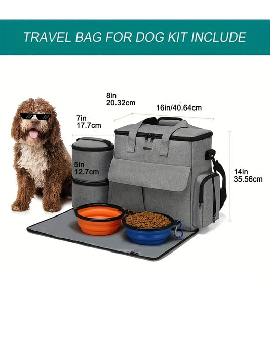 Reisbag voor Honden – Grote 6 - delige Set, Waterafstotend & Multifunctionele Vakken - Hebbr