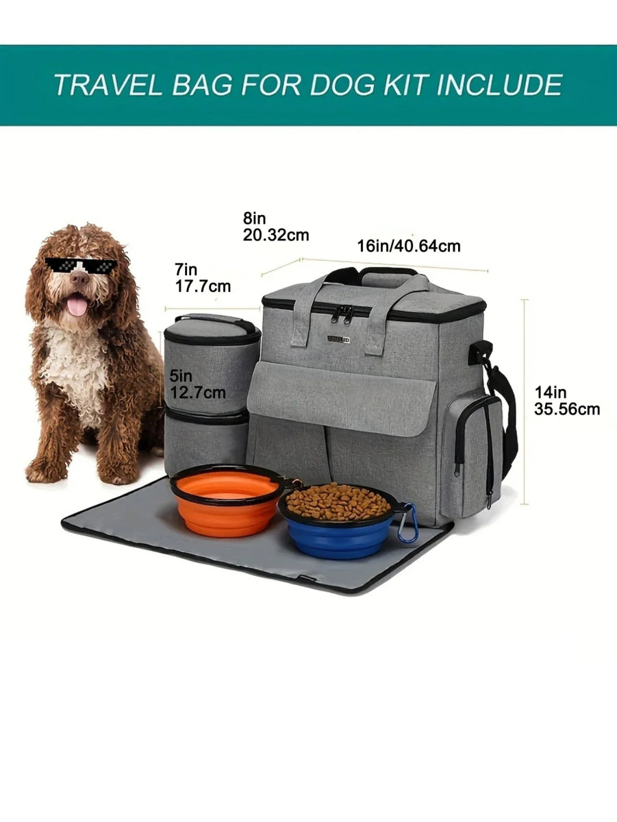Reisbag voor Honden – Grote 6 - delige Set, Waterafstotend & Multifunctionele Vakken - Hebbr