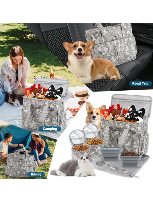Reisbag voor Honden – Grote 6 - delige Set, Waterafstotend & Multifunctionele Vakken - Hebbr