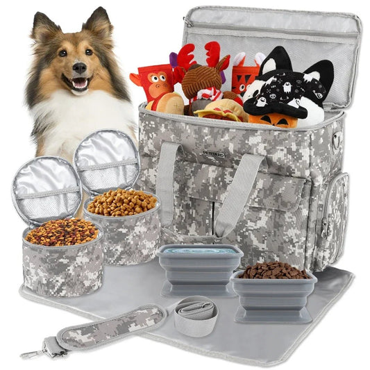 Reisbag voor Honden – Grote 6 - delige Set, Waterafstotend & Multifunctionele Vakken - Hebbr