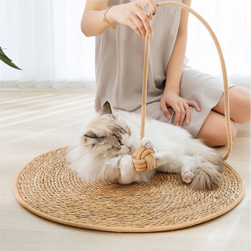 Rieten kattenkrabmat, krabplank voor het scherp houden van nagels - Meubelbeschermer - Hebbr