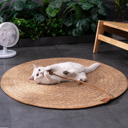 Rieten kattenkrabmat, krabplank voor het scherp houden van nagels - Meubelbeschermer - Hebbr