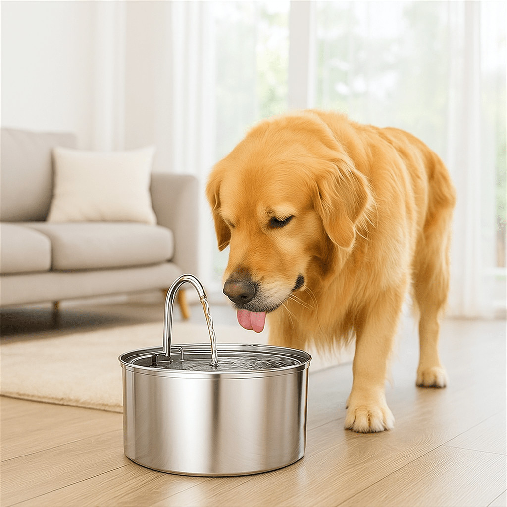 Roestvrijstalen drinkfontein voor katten en honden - 3L, stille werking en dubbele filtering - Hebbr
