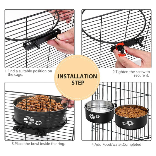 Roestvrijstalen Hangende Waterbak voor Honden en Katten - Spill - Proof Ontwerp, Makkelijk Schoon te Maken - Hebbr