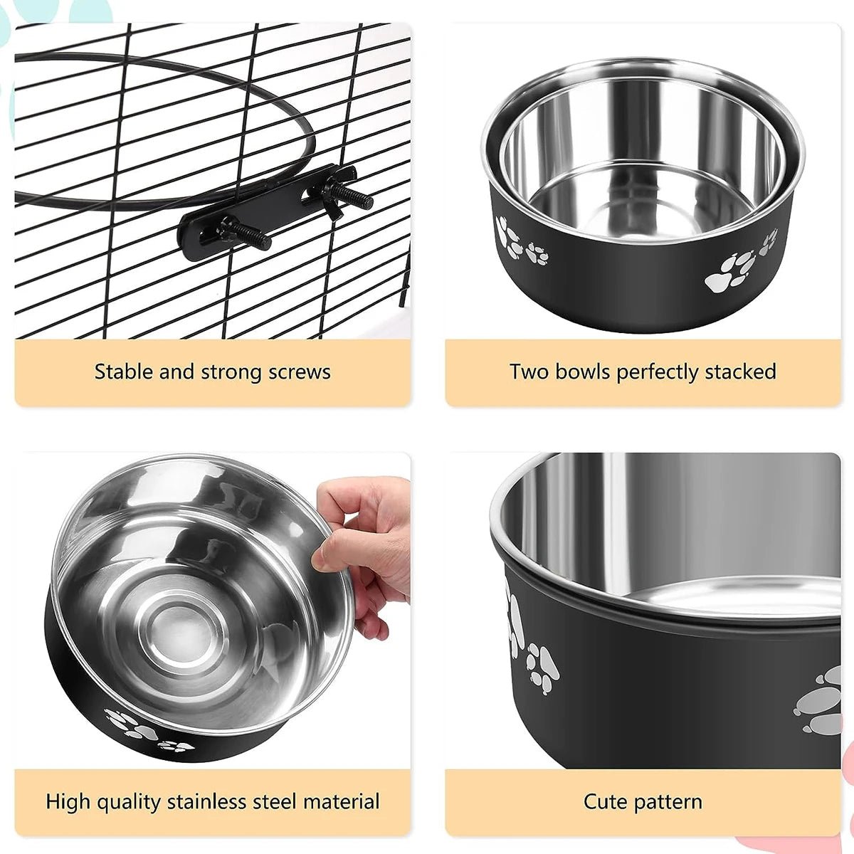 Roestvrijstalen Hangende Waterbak voor Honden en Katten - Spill - Proof Ontwerp, Makkelijk Schoon te Maken - Hebbr