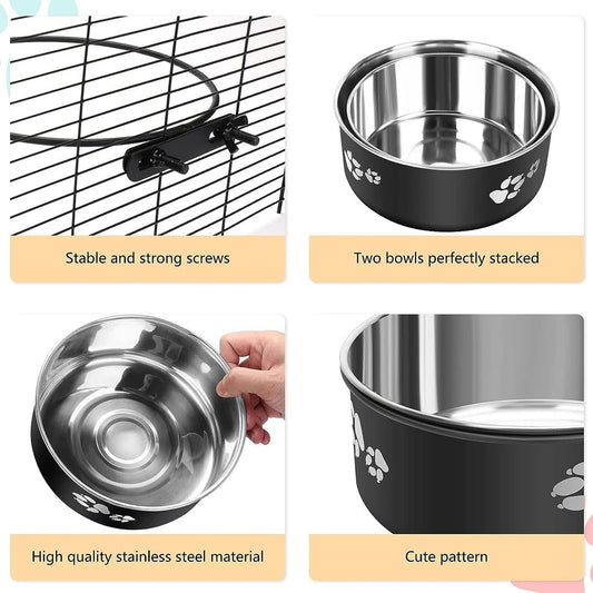 Roestvrijstalen Hangende Waterbak voor Honden en Katten - Spill - Proof Ontwerp, Makkelijk Schoon te Maken - Hebbr