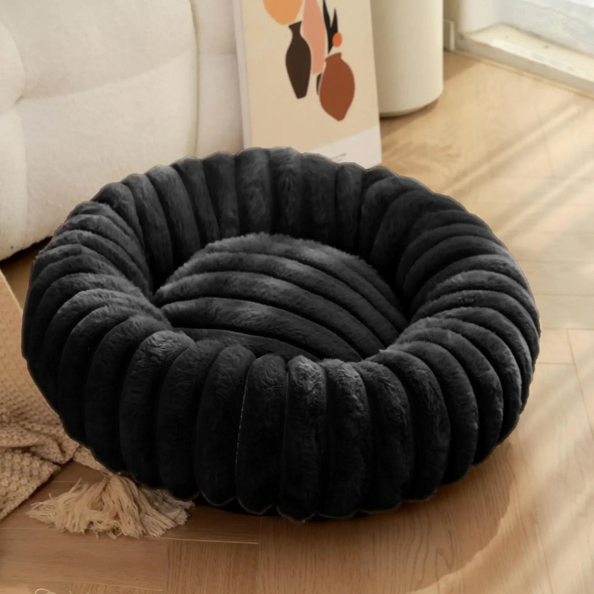 Rond Hondenbed 40 - 70cm van Lang Pluche, Warm en Comfortabel voor Middelgrote Honden - Hebbr