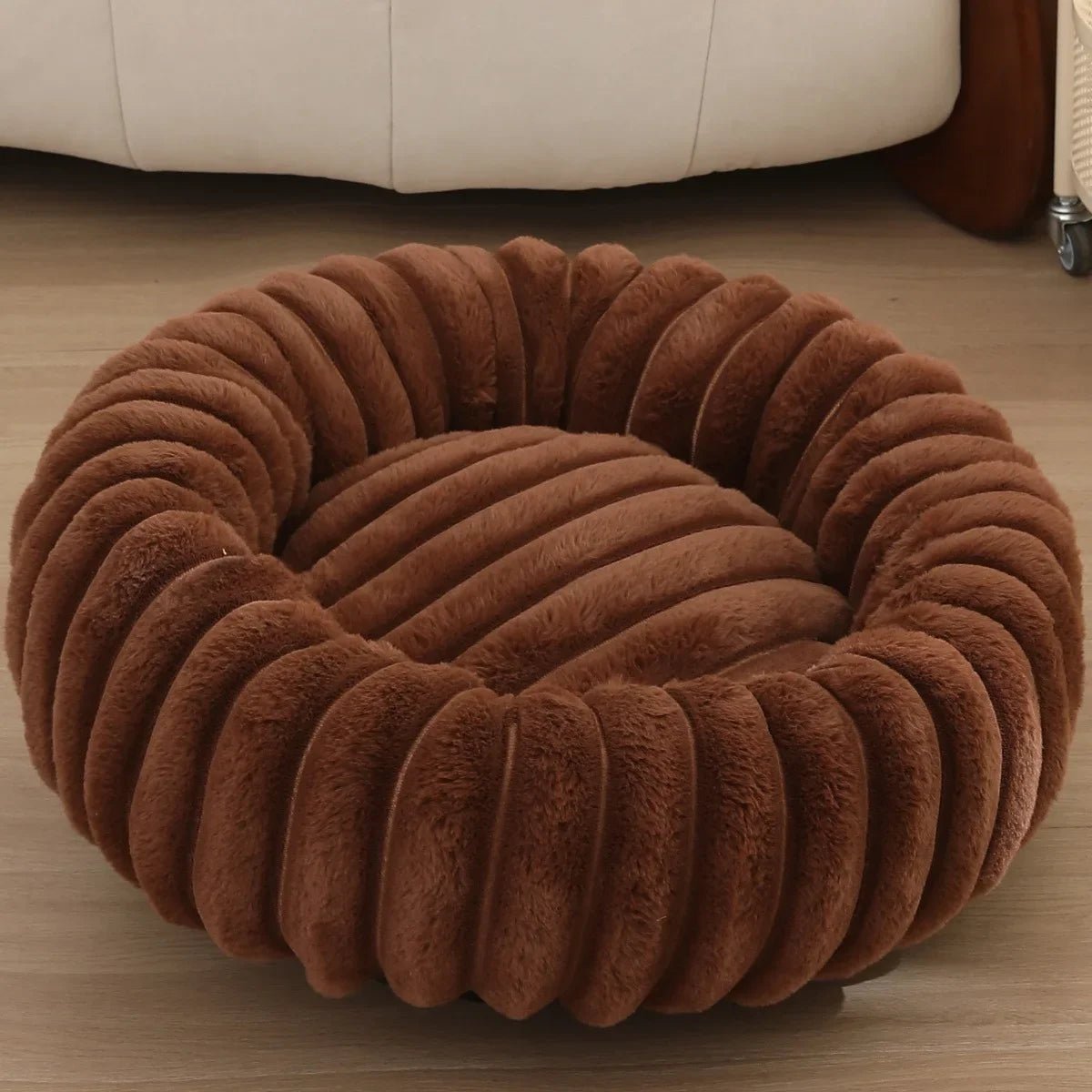 Rond Hondenbed 40 - 70cm van Lang Pluche, Warm en Comfortabel voor Middelgrote Honden - Hebbr