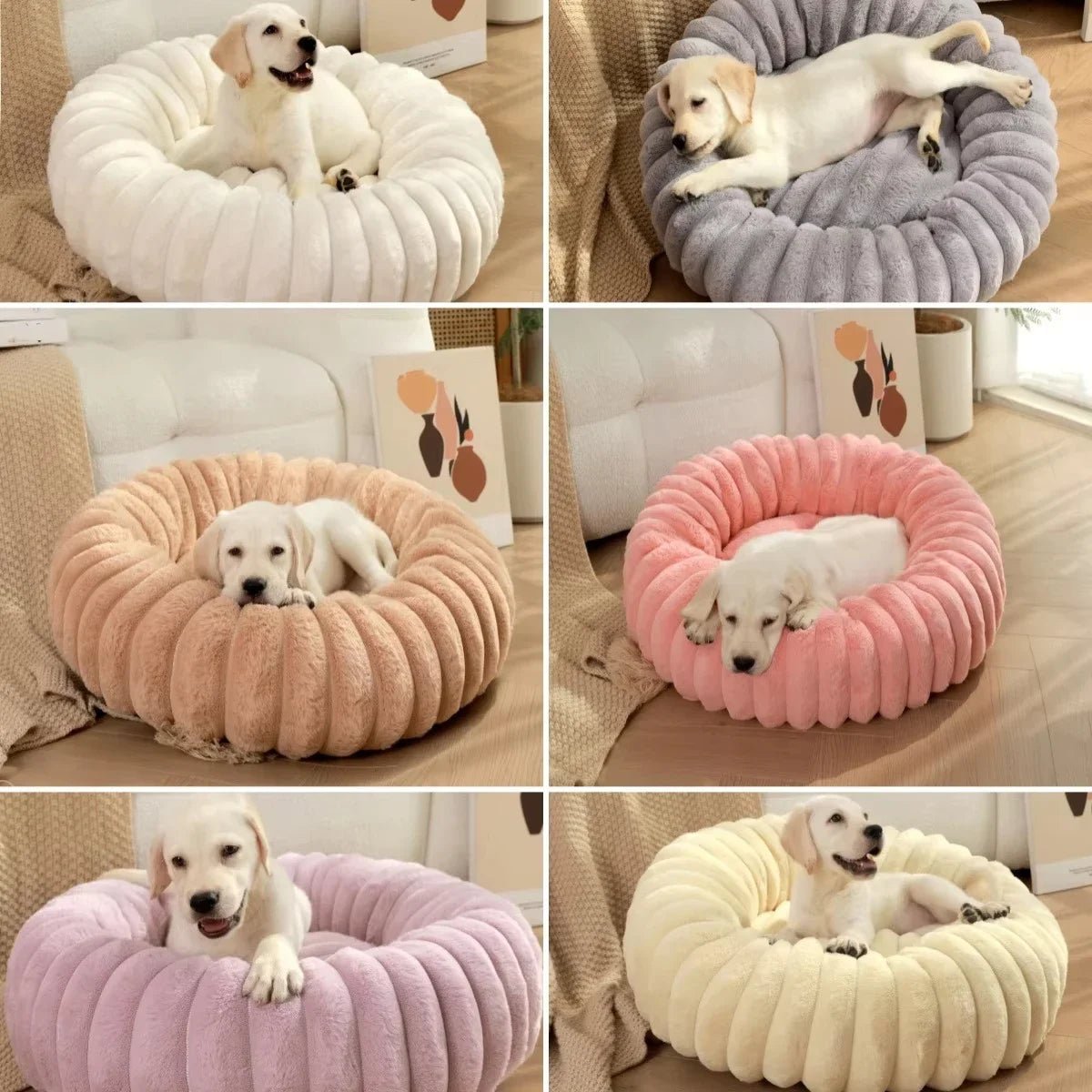 Rond Hondenbed 40 - 70cm van Lang Pluche, Warm en Comfortabel voor Middelgrote Honden - Hebbr