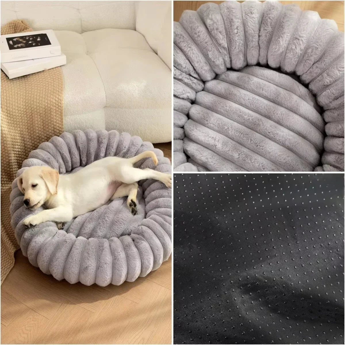Rond Hondenbed 40 - 70cm van Lang Pluche, Warm en Comfortabel voor Middelgrote Honden - Hebbr