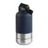 RVS Hondenwaterfles 1000ml met Afneembare Voer - en Waterkom - Dubbelwandig en BPA - vrij - Hebbr
