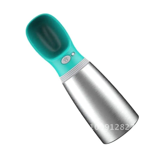 RVS Hondenwaterfles Met Geïntegreerde Kom - Geïsoleerde Reiswaterdispenser, 500 ml, Zilver - Hebbr