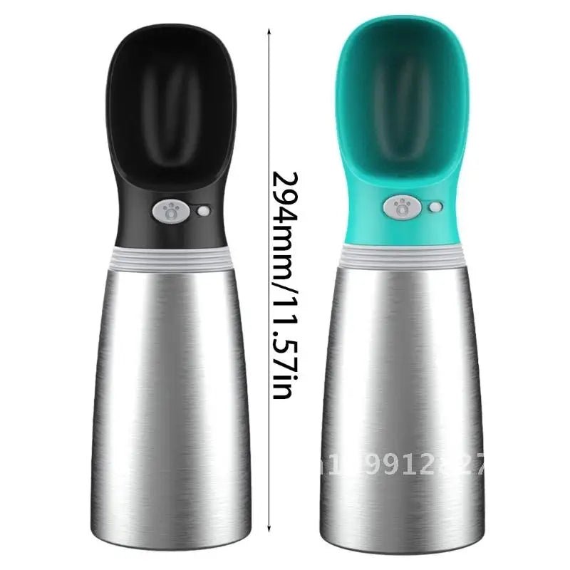 RVS Hondenwaterfles Met Geïntegreerde Kom - Geïsoleerde Reiswaterdispenser, 500 ml, Zilver - Hebbr