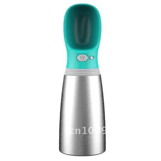 RVS Hondenwaterfles Met Geïntegreerde Kom - Geïsoleerde Reiswaterdispenser, 500 ml, Zilver - Hebbr