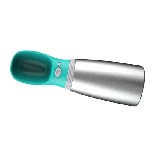 RVS Hondenwaterfles Met Geïntegreerde Kom - Geïsoleerde Reiswaterdispenser, 500 ml, Zilver - Hebbr