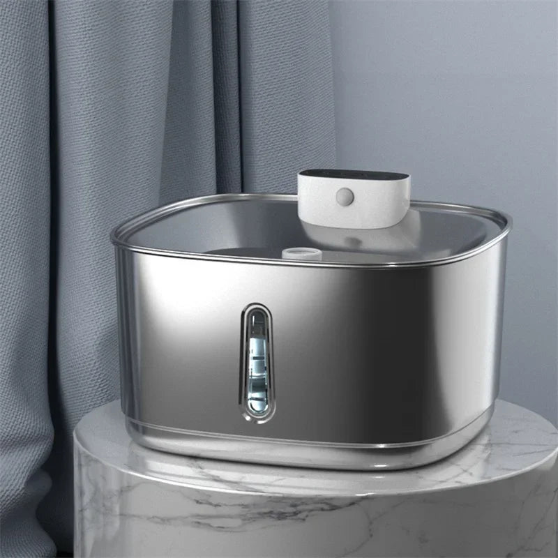 RVS Katten Drinkfontein met 3,2L Capaciteit en Meervoudig Filtratiesysteem - Hebbr