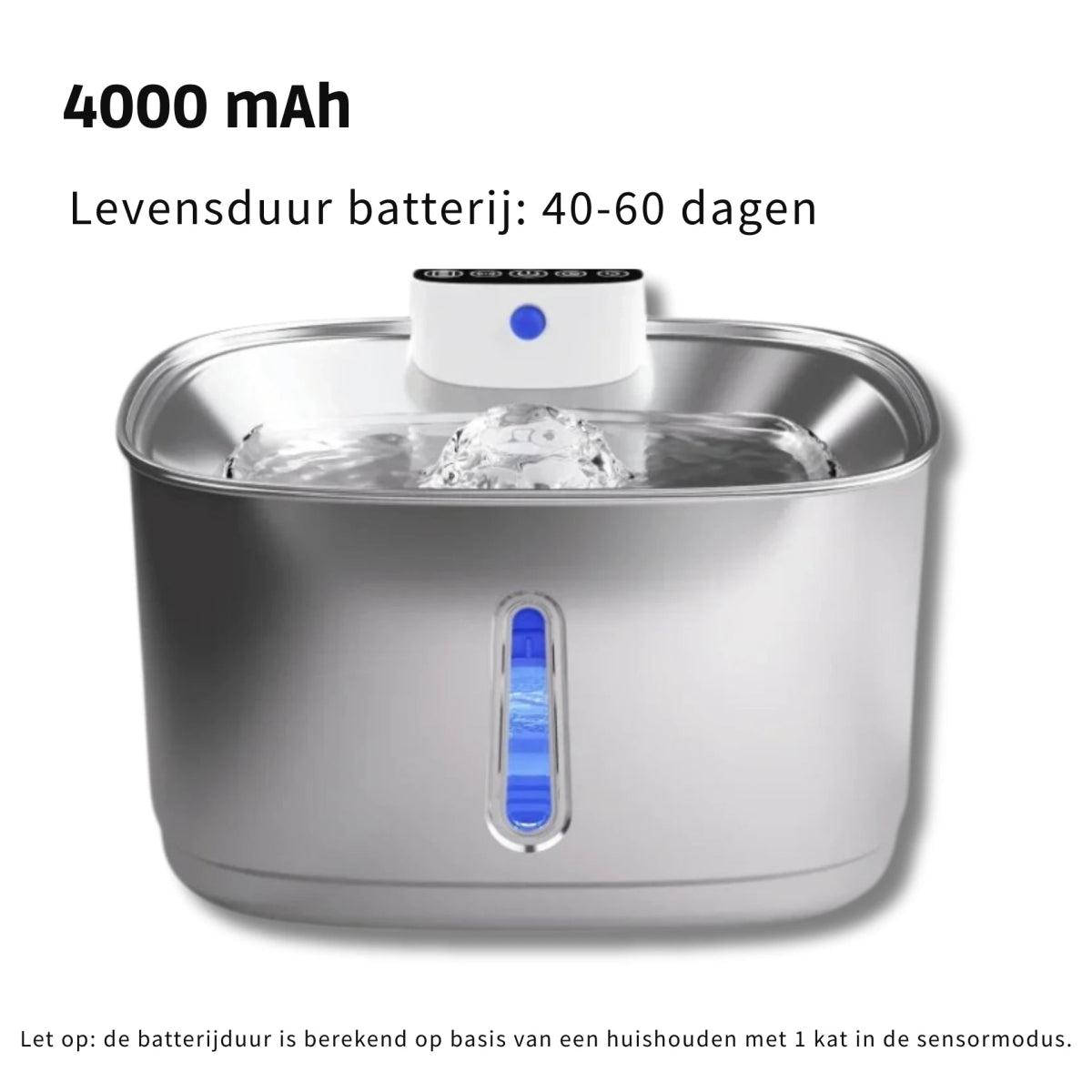 RVS Katten Drinkfontein met 3,2L Capaciteit en Meervoudig Filtratiesysteem - Hebbr