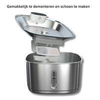 RVS Katten Drinkfontein met 3,2L Capaciteit en Meervoudig Filtratiesysteem - Hebbr