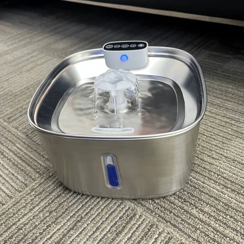 RVS Katten Drinkfontein met 3,2L Capaciteit en Meervoudig Filtratiesysteem - Hebbr