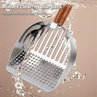 RVS kattenbak schep, corrosiebestendig met snelle zandafvoer en eenvoudig schoon te maken - Hebbr