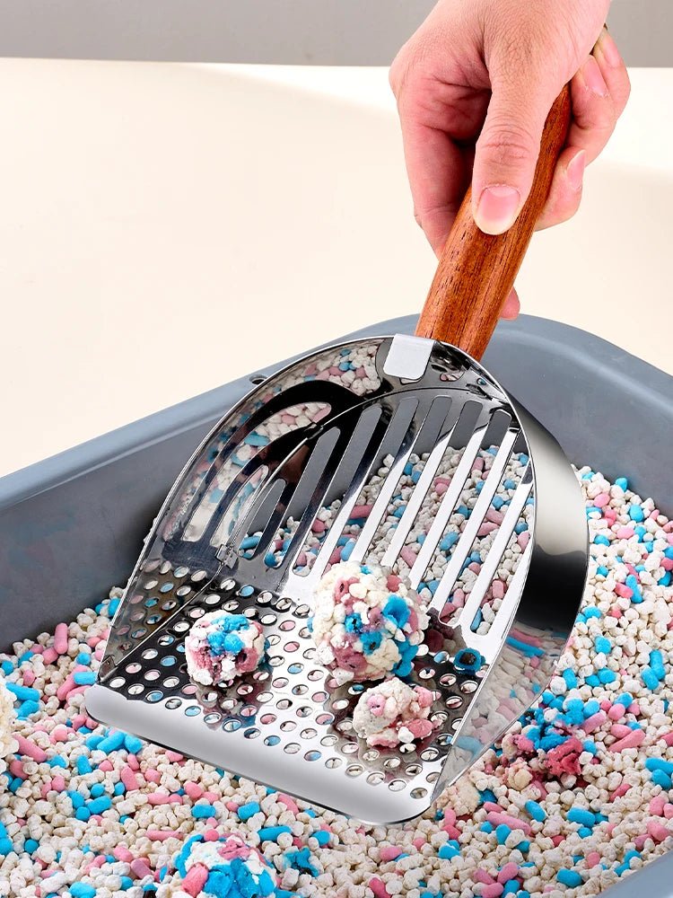 RVS kattenbak schep, corrosiebestendig met snelle zandafvoer en eenvoudig schoon te maken - Hebbr