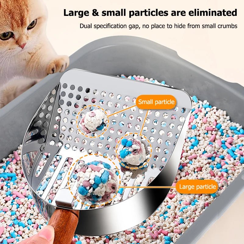 RVS kattenbak schep, corrosiebestendig met snelle zandafvoer en eenvoudig schoon te maken - Hebbr