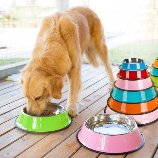 RVS Voerbak Hond en Kat met Antislip Bodem - Diverse Maten en Kleuren, 200ml tot 1600ml - Hebbr