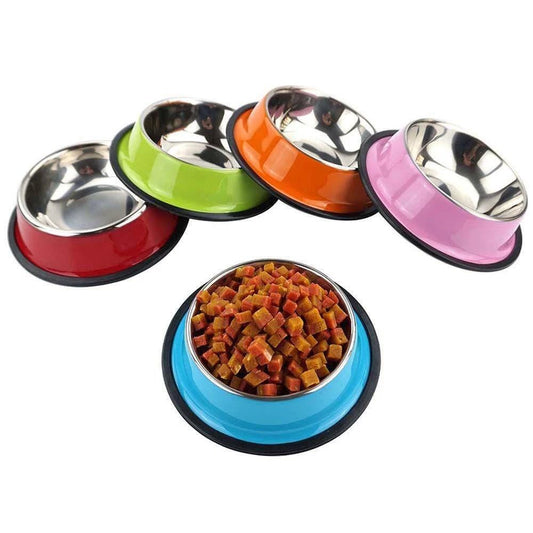 RVS Voerbak Hond en Kat met Antislip Bodem - Diverse Maten en Kleuren, 200ml tot 1600ml - Hebbr