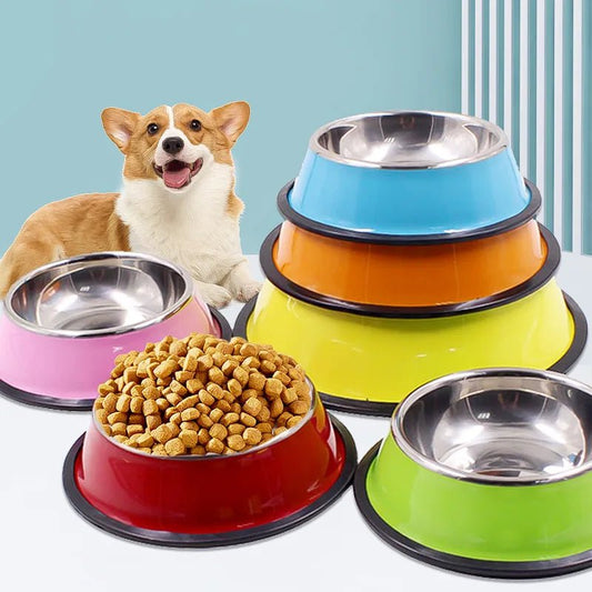 RVS Voerbak Hond en Kat met Antislip Bodem - Diverse Maten en Kleuren, 200ml tot 1600ml - Hebbr