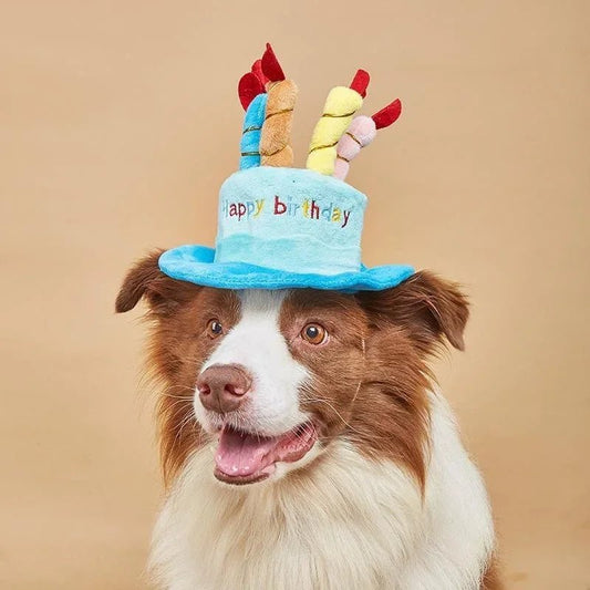 Schattige Verjaardagsmuts voor Honden en Katten - Verstelbare Pluche Pet Cap met Kaarsenontwerp - Hebbr